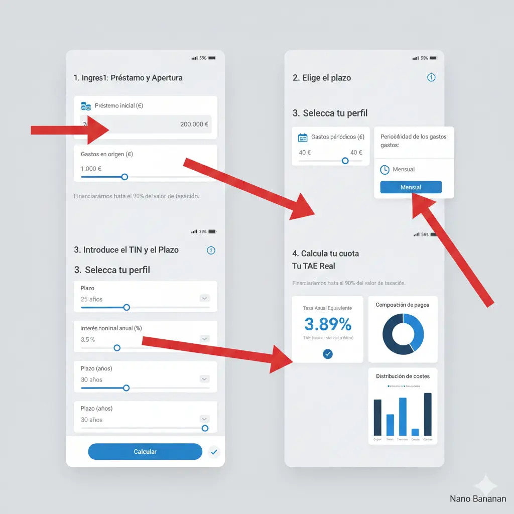Calculadora de TAE hipotecaria Winvest: desglose de intereses y gastos reales