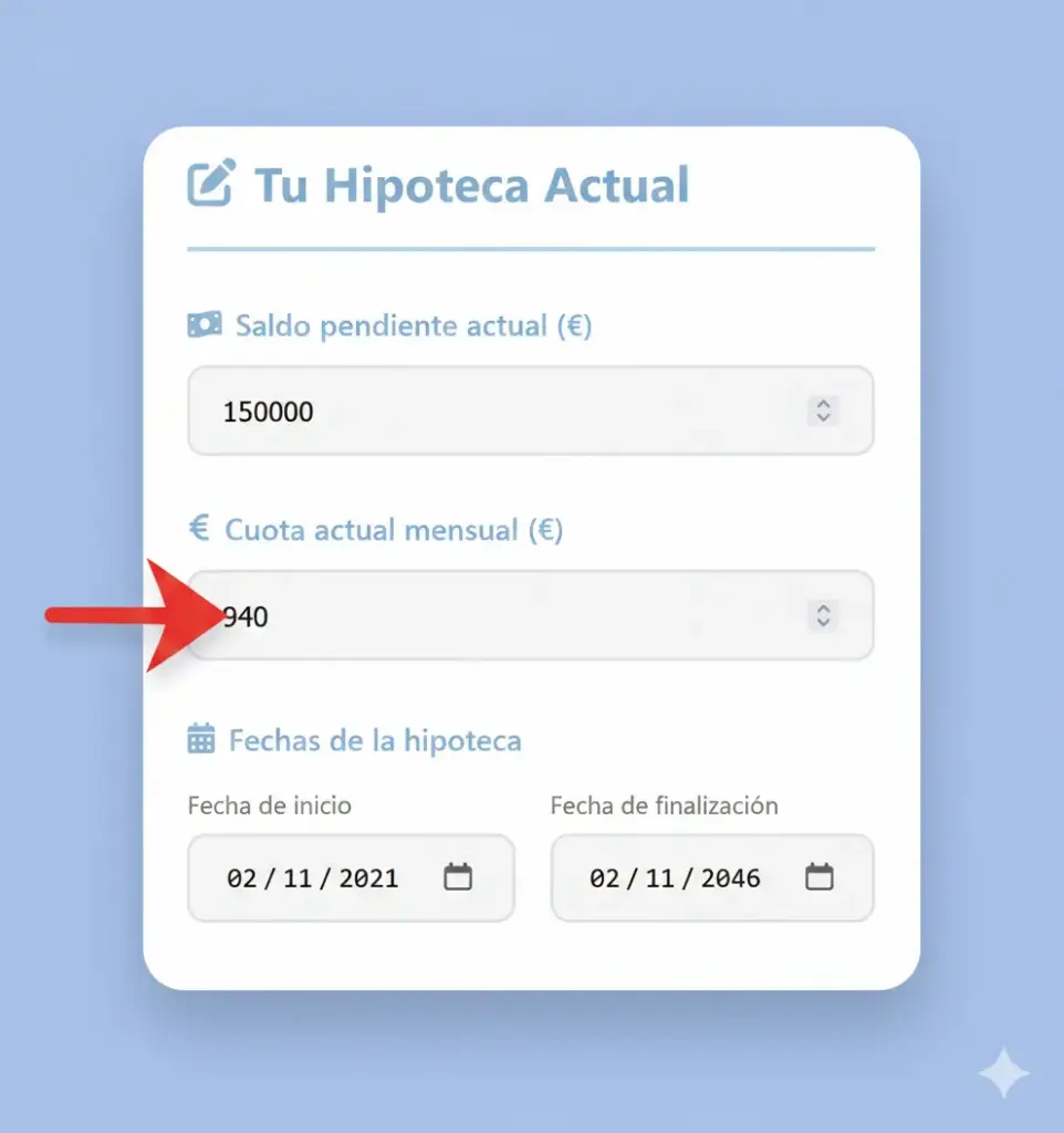 Interfaz de usuario Winvest: entrada de capital pendiente de 150.000€ y cuota de 940€ para auditoría hipotecaria.