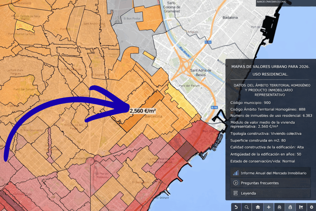Ejemplo de consulta del Módulo de Valor Medio en la Sede Electrónica del Catastro para cálculo de ITP